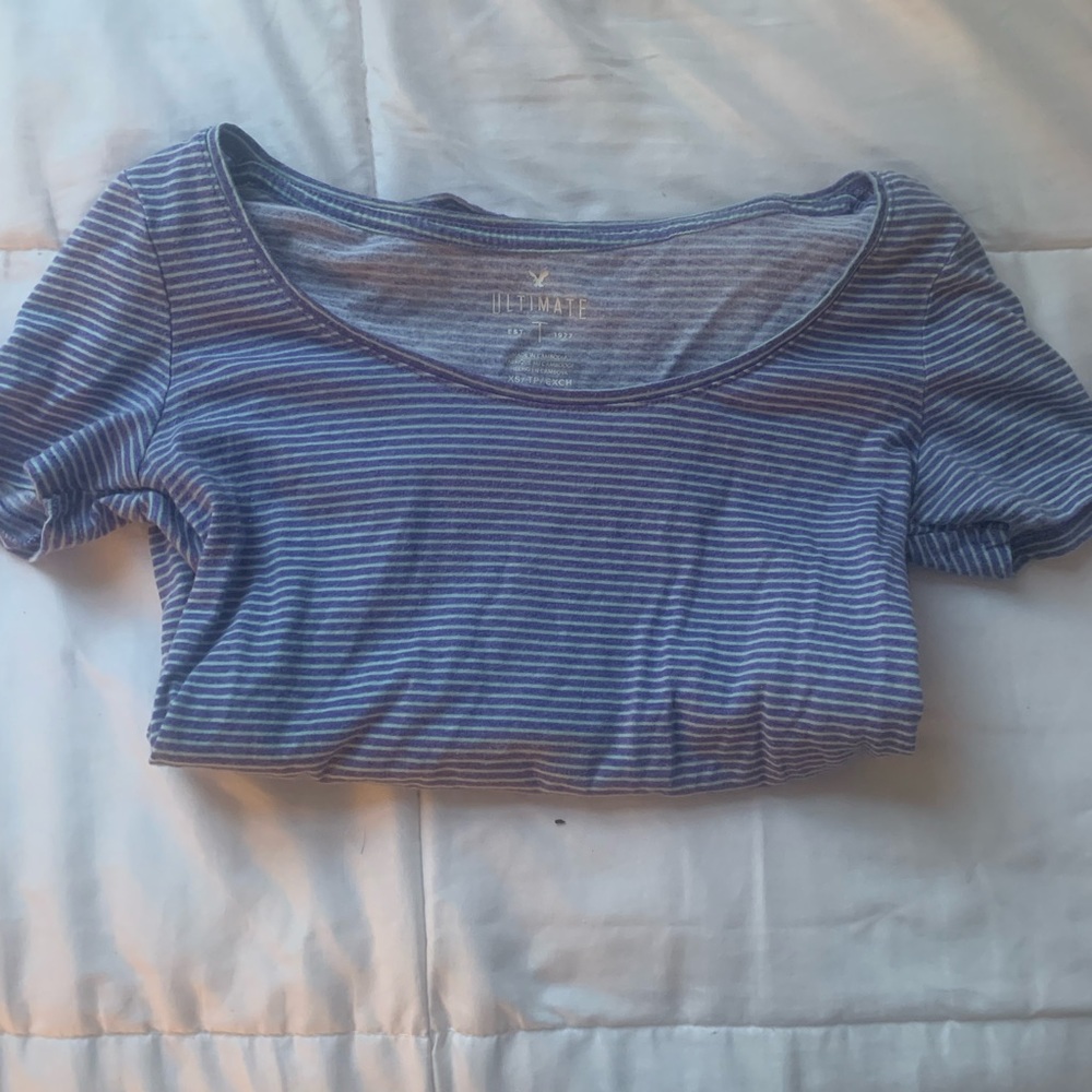 American Eagle XS Blue & White striped “Ultimate” T-shirt